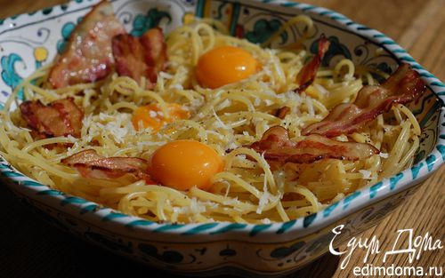 Рецепт Спагетти карбонара с желтками пашот