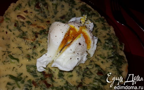 Рецепт Китайские блинчики с зеленью и яйцо пашот