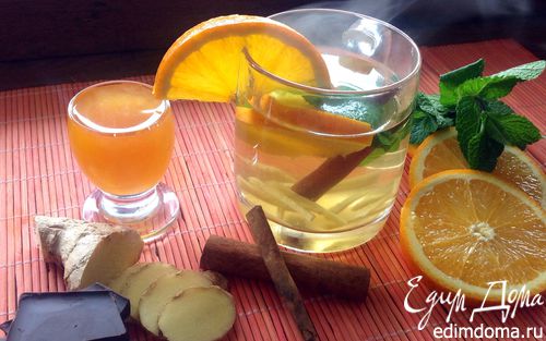 Рецепт Чай с имбирем, апельсином, мятой, медом и корицей