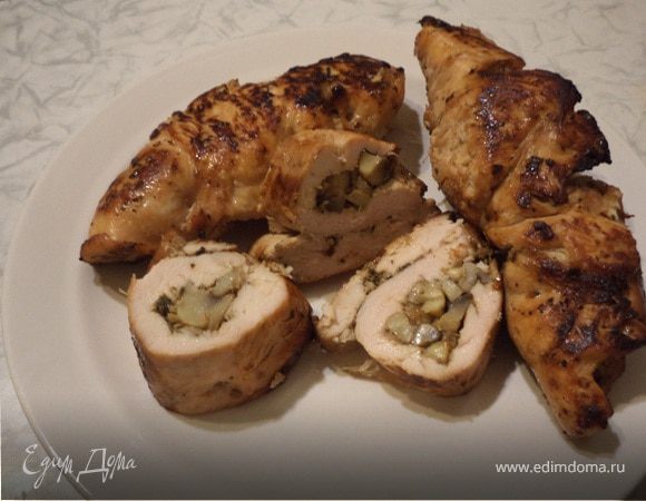 Куриный рулет с грибами - Пошаговый рецепт с фото | Блюда из курицы
