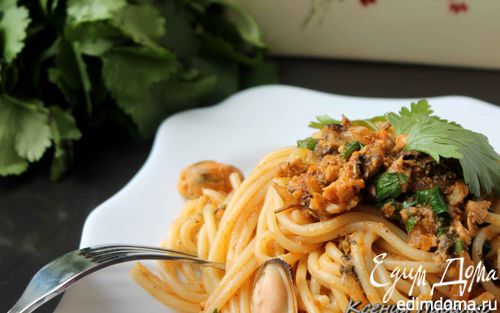 Рецепт Спагетти с соусом из мидий
