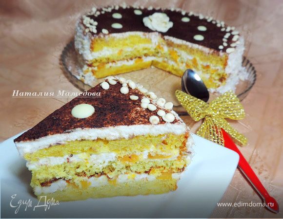 Бисквитный торт с персиками рецепт пошаговый с фото - баштрен.рф
