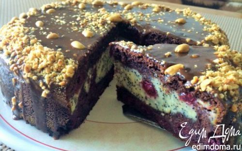 Рецепт Шоколадно-вишневый пирог с творожно-маковой начинкой