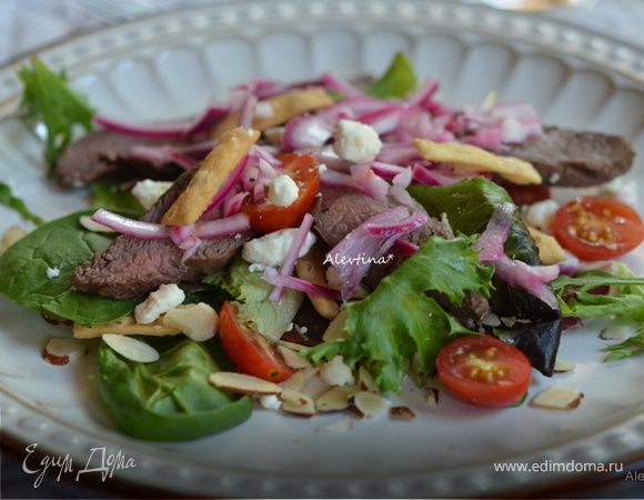 Салат из мяса и маринованного лука — рецепты | Дзен