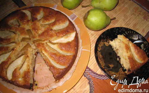 Рецепт Грушевый пирог с орехами и шоколадом