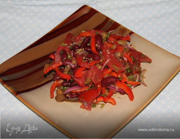 Пошаговая инструкция приготовления Теплый салат с фасолью