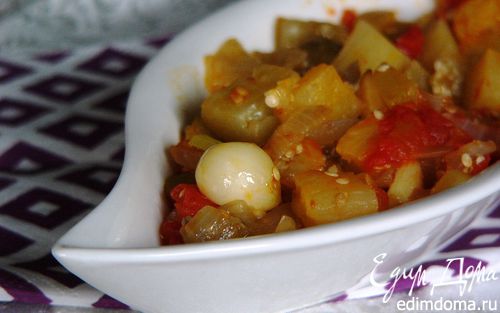 Рецепт Баклажан, тушеный на оливковом масле с помидорами (Zeytınyaglı patlıcan)