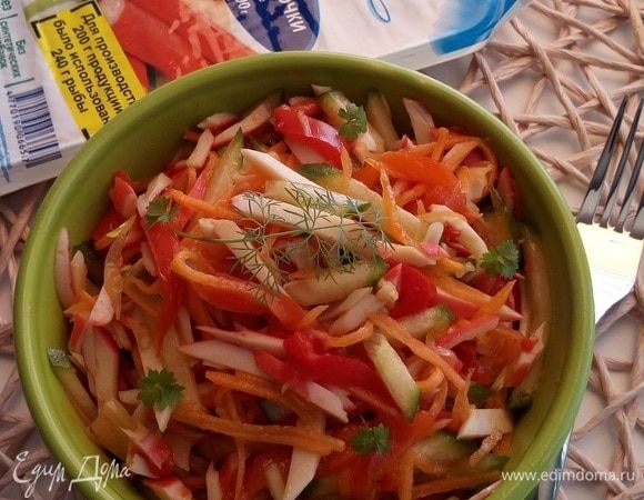 Вкусный Рецепт: Салат с крабовыми палочками и грейпфрутом