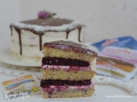 Ванильный торт с ягодным компоте
