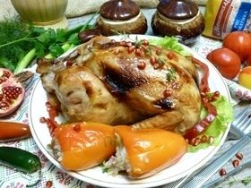 Курица, фаршированная сладким перцем с рисом