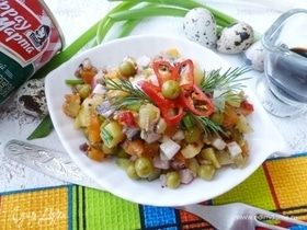 Салат со шпротами и горчичной заправкой