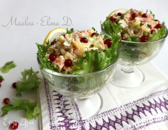 Салат с осетриной и чёрной икрой - пошаговый рецепт с фото