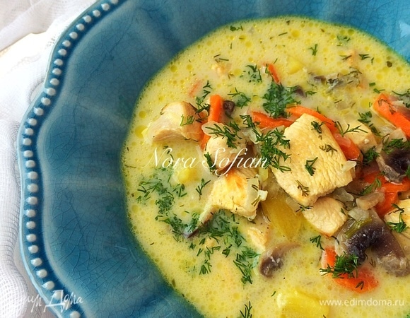 Куриный суп с шампиньонами — пошаговый классический рецепт с фото от Простоквашино