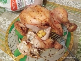 Цыпленок по-кавказски, запеченный с айвой