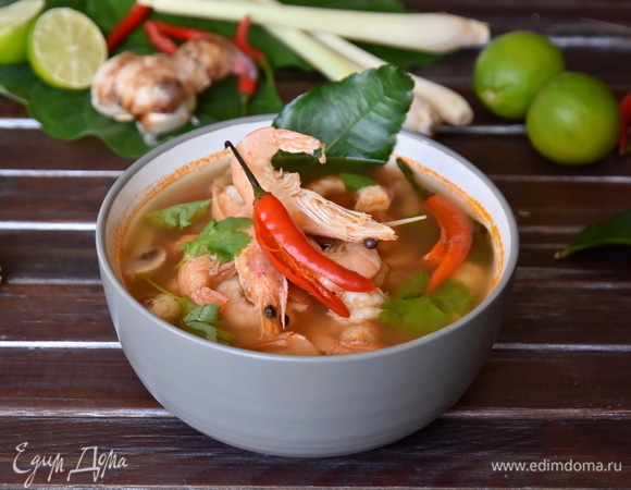 Тайский суп «Том Ям» с креветками