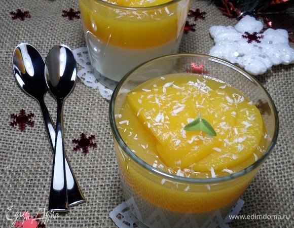 Йогуртовый пудинг с персиками, пошаговый рецепт на ккал, фото, ингредиенты - Катерина Тарасова