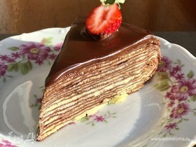 Шоколадный блинный торт с апельсиновым крем-чизом