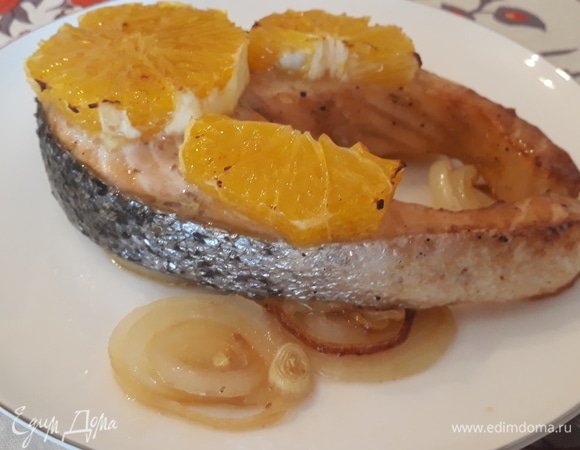 Запеченный лосось с апельсином и гранатом