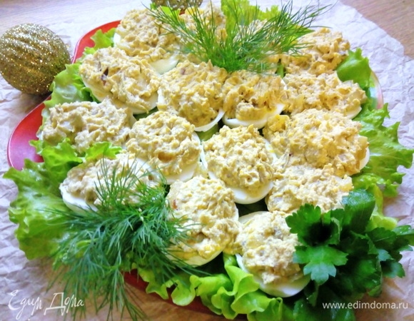 Как приготовить Фаршированные яйца на праздничный стол рецепт пошагово