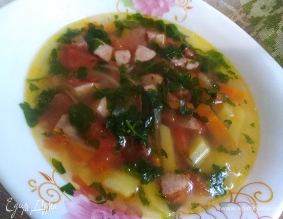 Суп с копченой колбасой — лучшие рецепты с сыром, вермишелью, гороховый