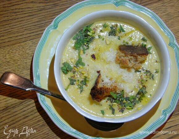 Суп-пюре с овощами на курином бульоне