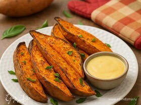 Хрустящие дольки из батата с сырным соусом