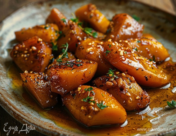 Молодая морковь, запеченная с медом и тимьяном