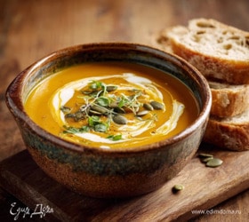 Сливочный крем-суп из тыквы с чесноком