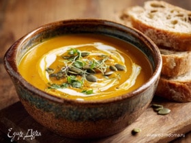 Сливочный крем-суп из тыквы с чесноком