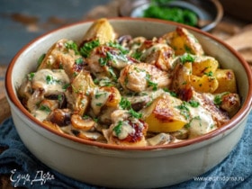 Жаркое из картофеля, грибов и курицы в духовке