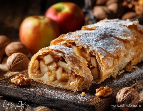 Штрудель с яблоками и орехами