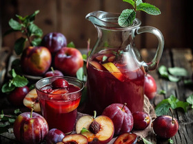 Домашний компот из слив и яблок