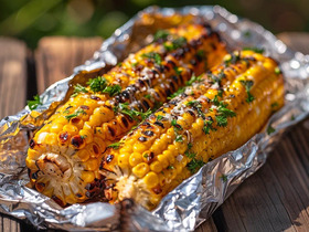 Кукуруза в духовке с чесночным маслом