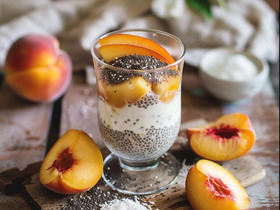 Чиа-пудинг с персиком и кокосом