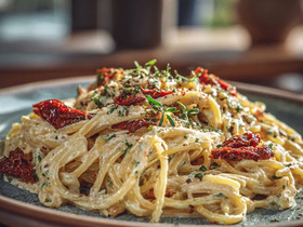 Паста с кремом из вяленых томатов