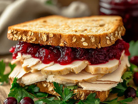 Сэндвич с индейкой и клюквенным соусом
