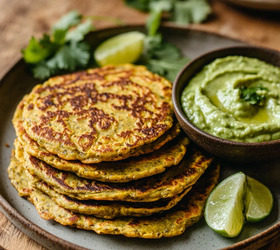 Чечевичные оладьи с соусом из авокадо и лайма