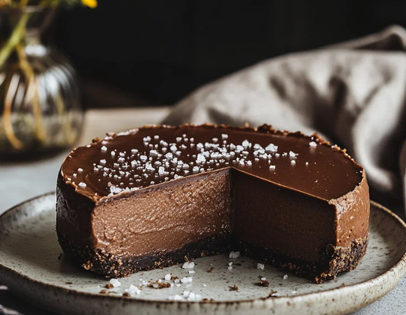 Шоколадный чизкейк с морской солью без выпечки