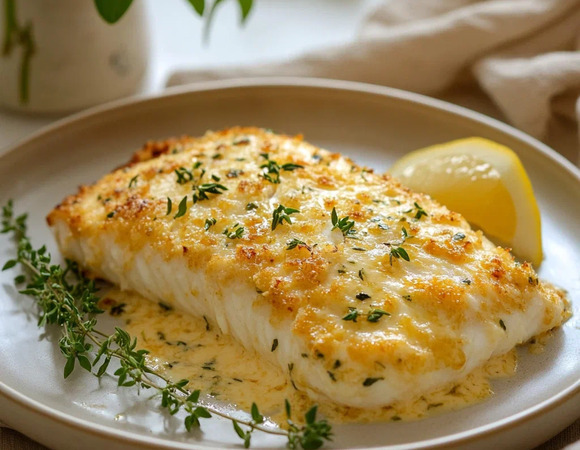 Минтай под сырной корочкой с травами