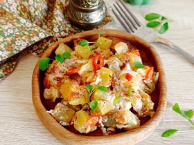 Картошка с беконом и сыром в аэрогриле